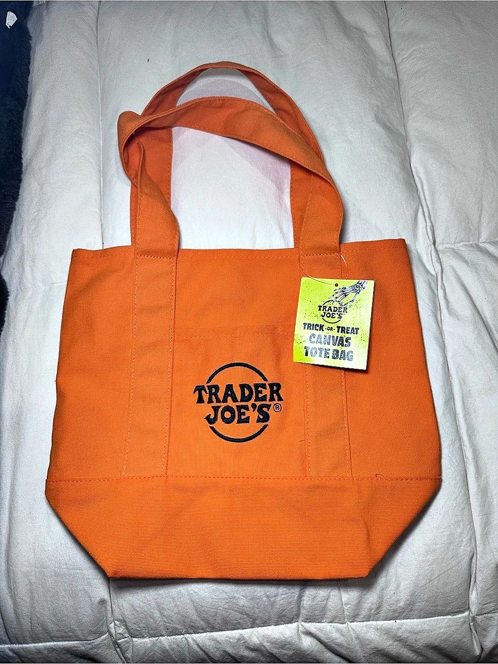 Trader Joe's Trick-or-Treat Mini Canvas Tote Bag Orange